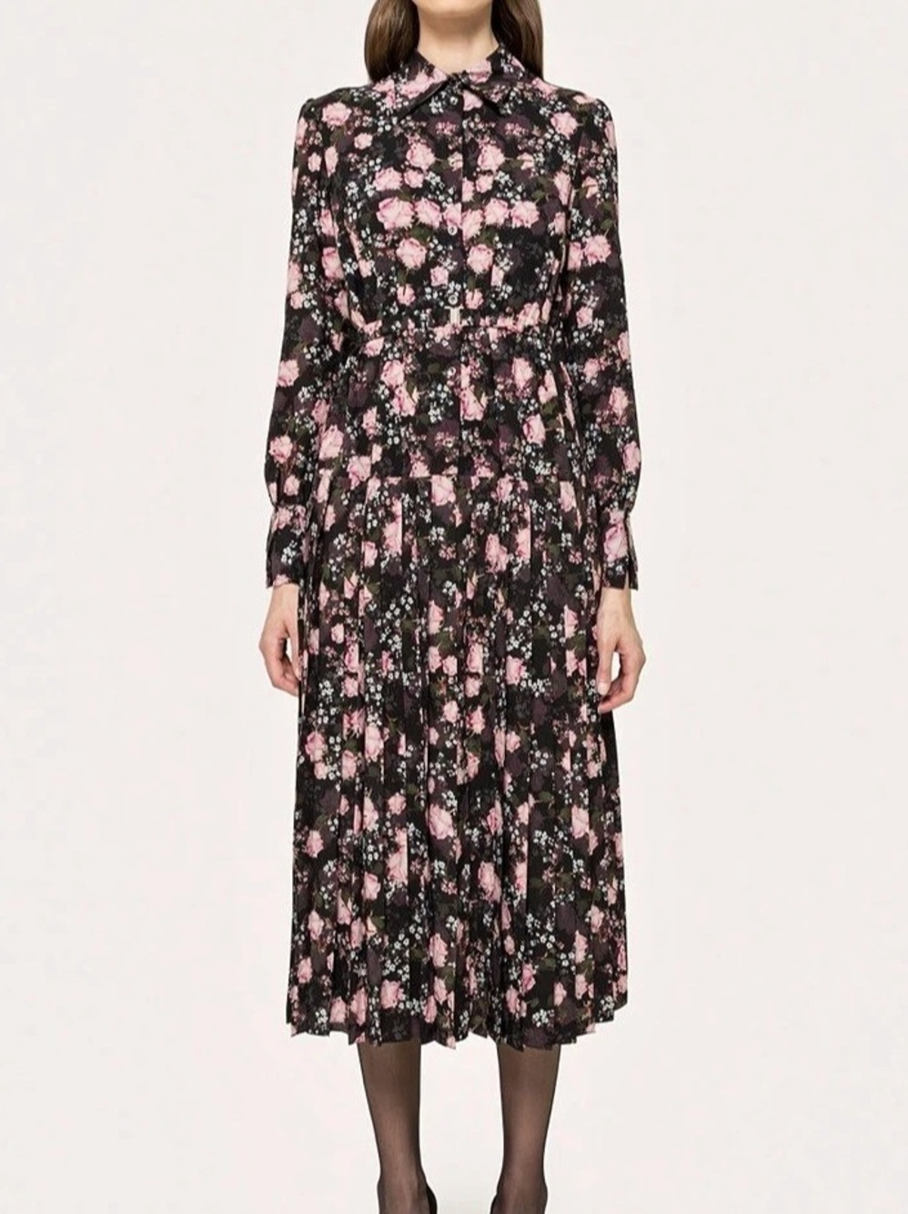 ASOS Floral Midi Dress in Black & Pink Size 4 NWT